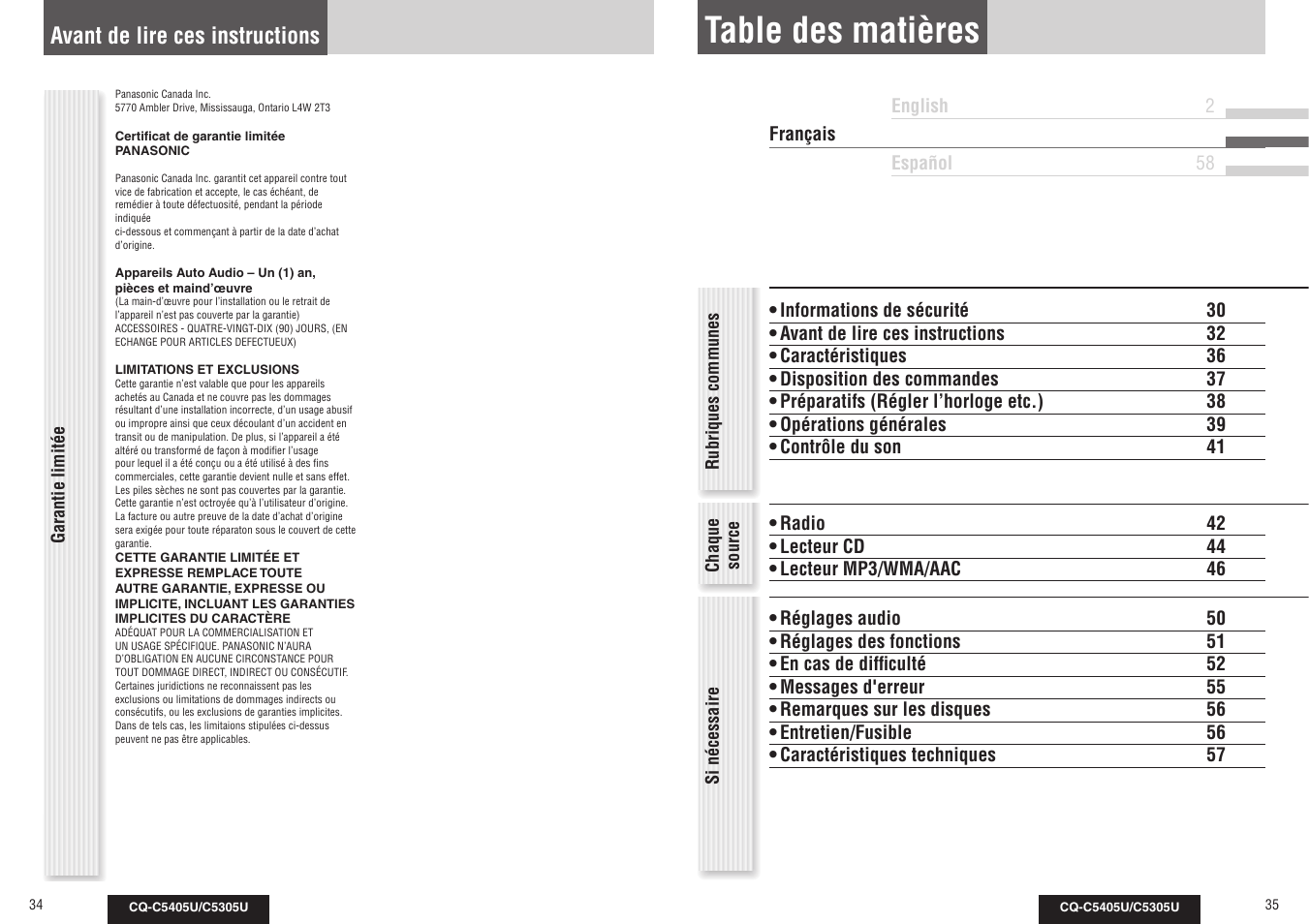 Panasonic CQ-C5305U User Manual | Page 18 / 45