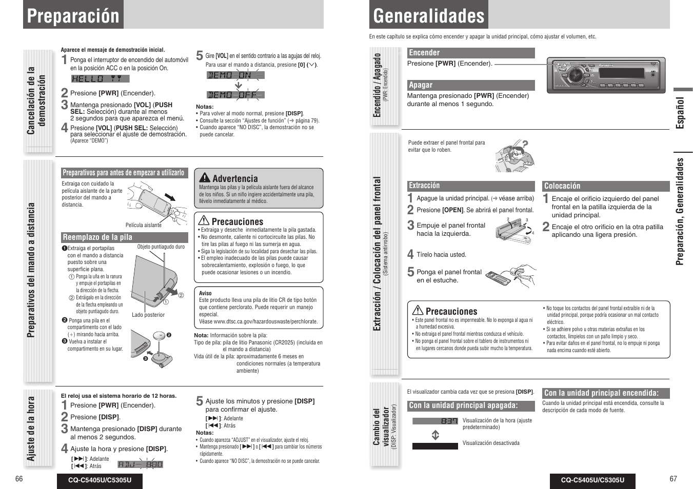 Preparación, Generalidades | Panasonic CQ-C5305U User Manual | Page 34 / 45