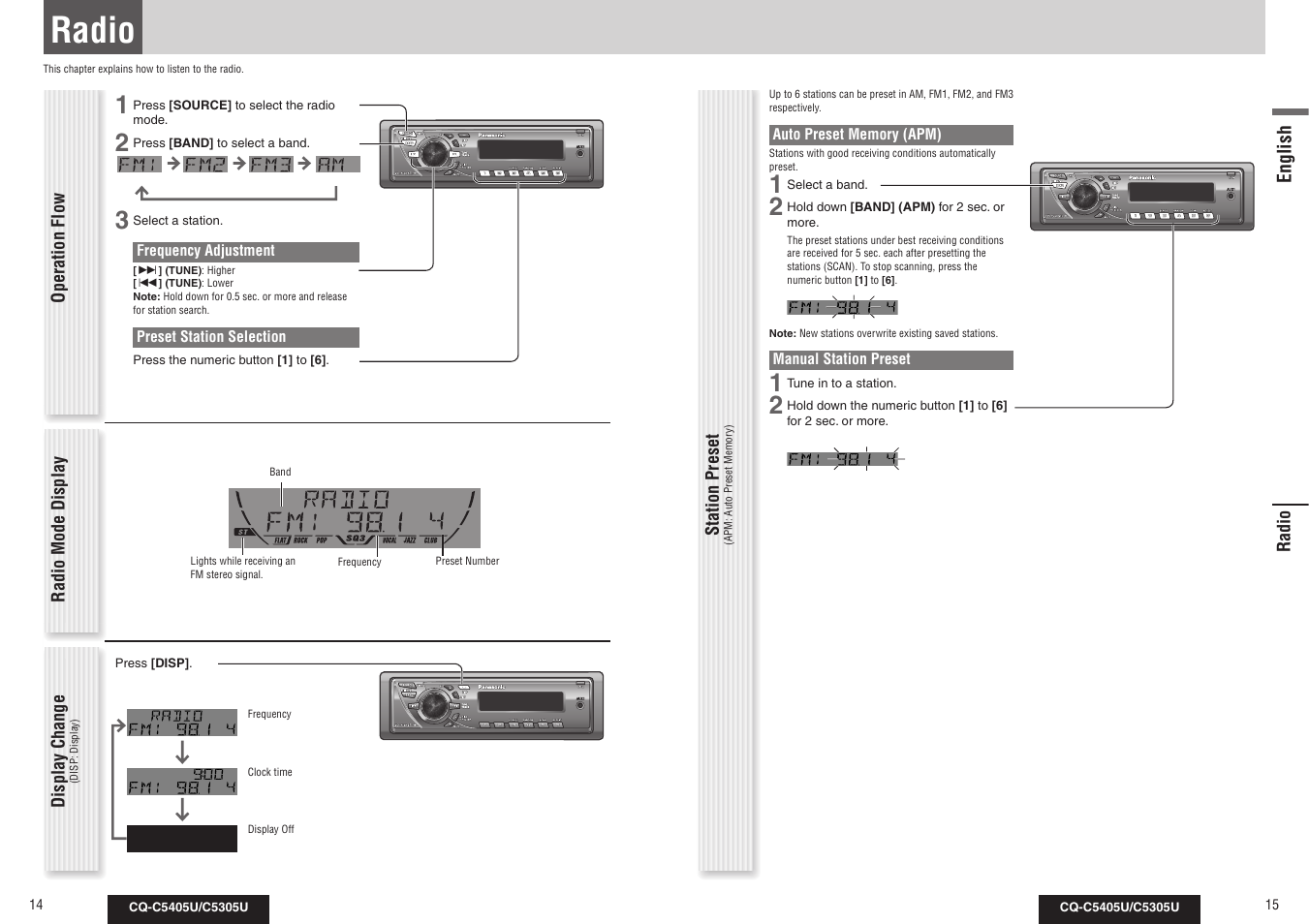 Radio | Panasonic CQ-C5305U User Manual | Page 8 / 45