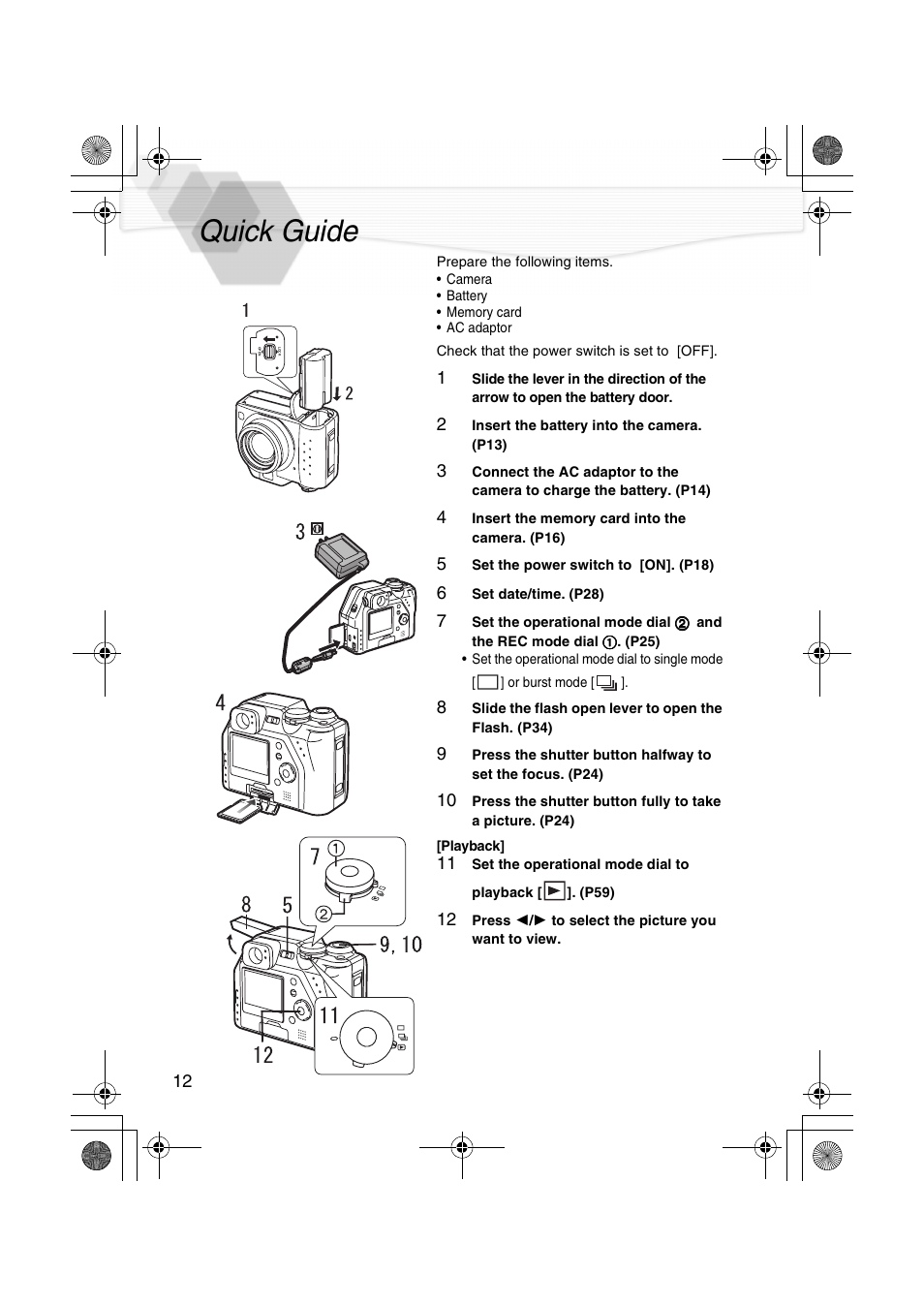 Quick guide | Panasonic DMC-LC40PP User Manual | Page 14 / 106