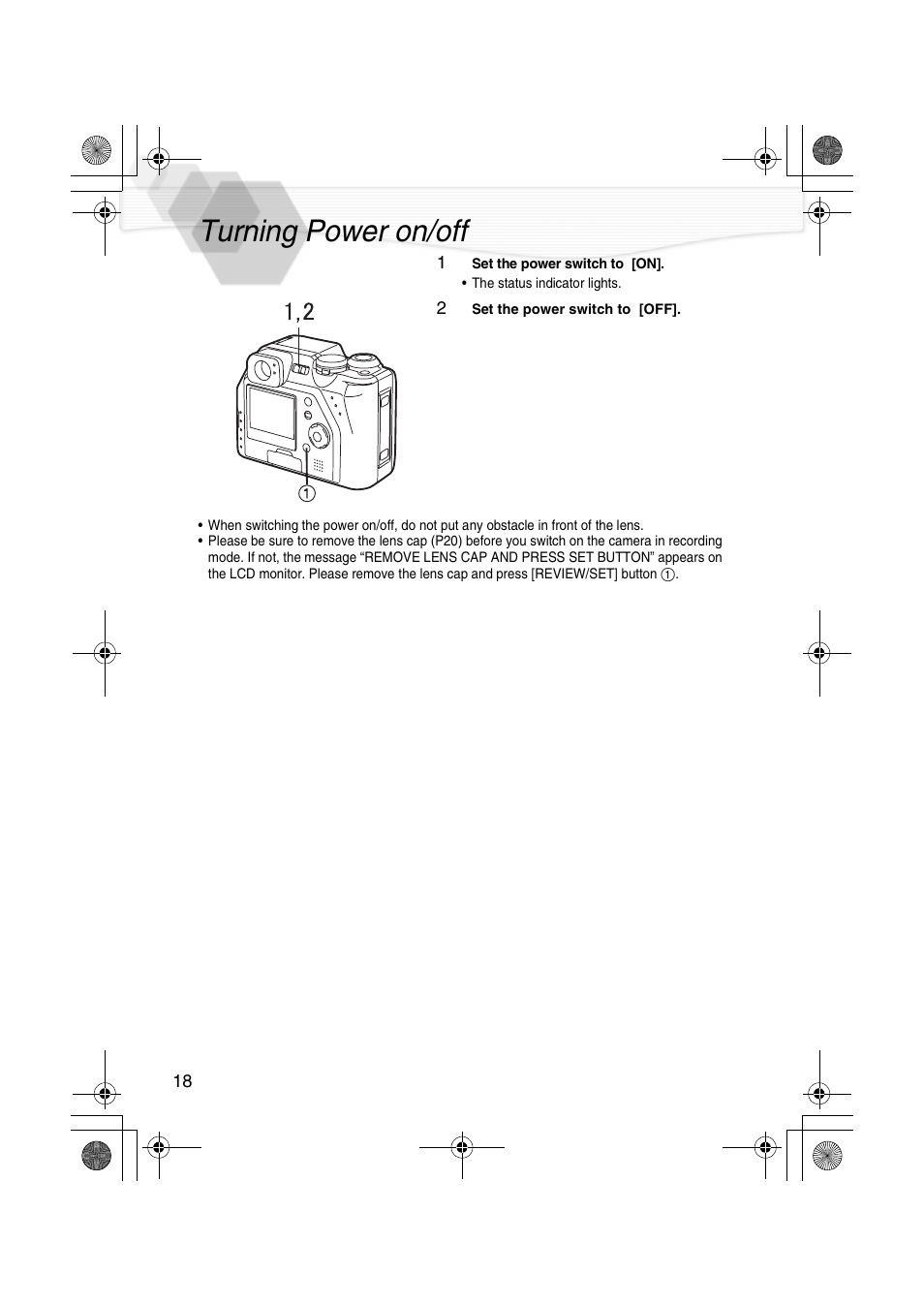 Turning power on/off, P18) | Panasonic DMC-LC40PP User Manual | Page 20 / 106