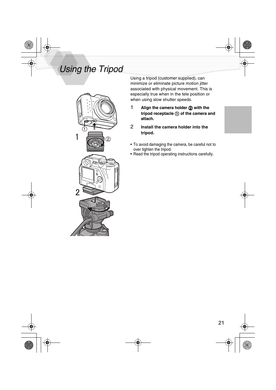 Using the tripod, Le (p21) | Panasonic DMC-LC40PP User Manual | Page 23 / 106