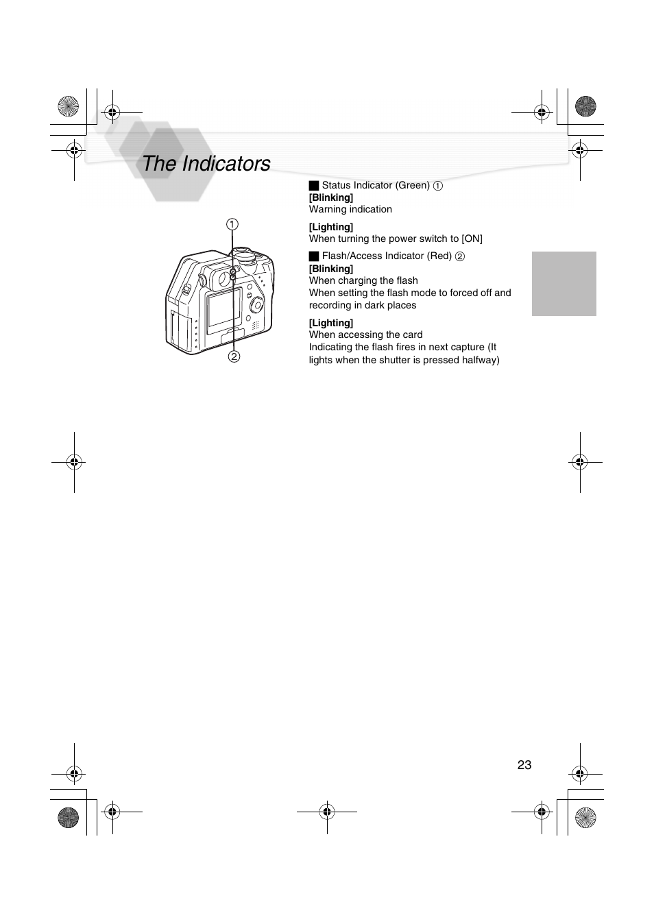 The indicators, P23) | Panasonic DMC-LC40PP User Manual | Page 25 / 106