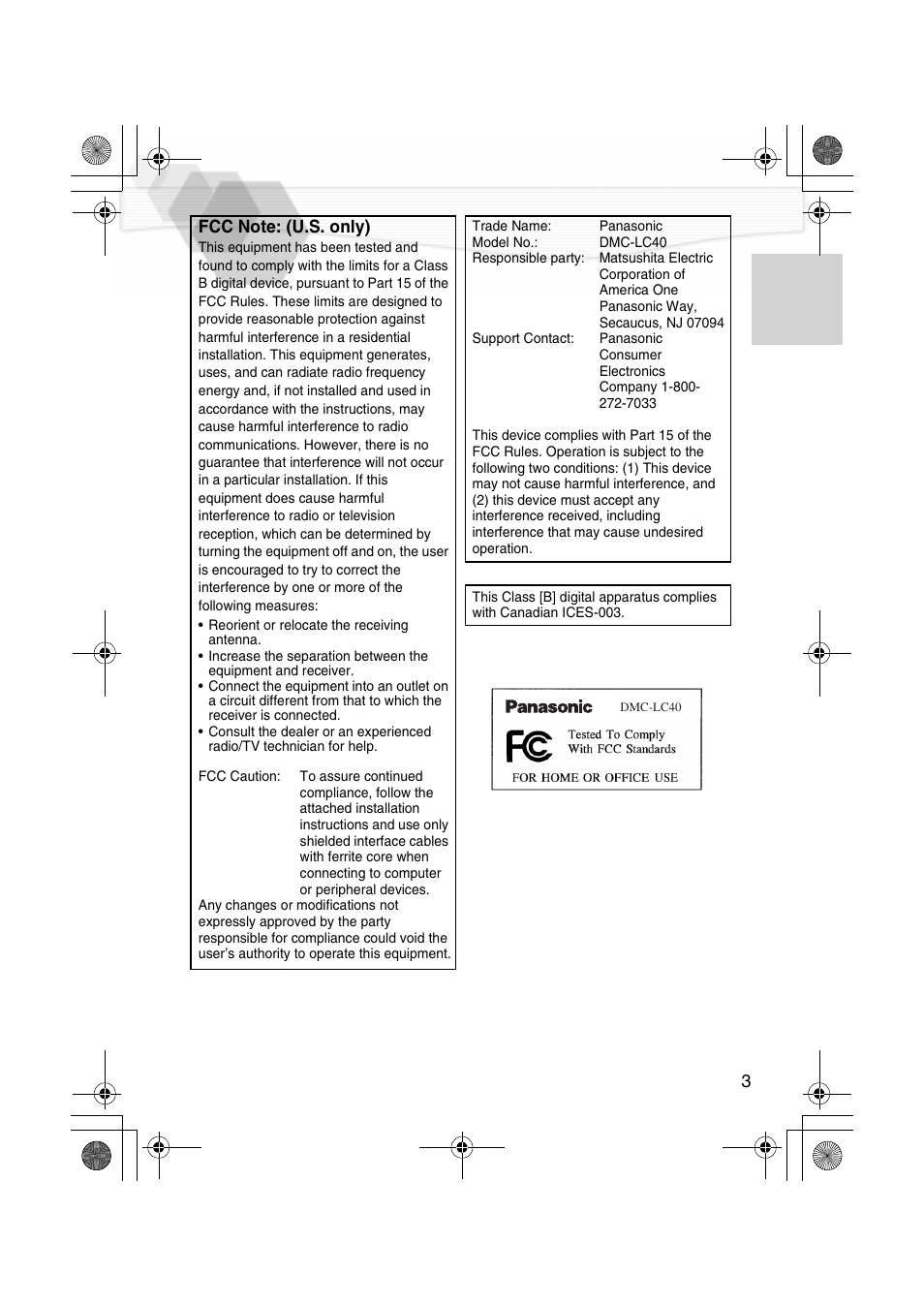 Panasonic DMC-LC40PP User Manual | Page 3 / 106