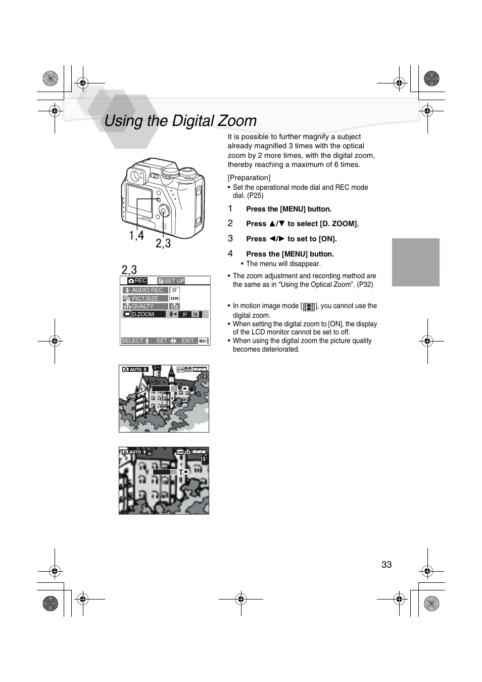 Using the digital zoom, P33) | Panasonic DMC-LC40PP User Manual | Page 35 / 106