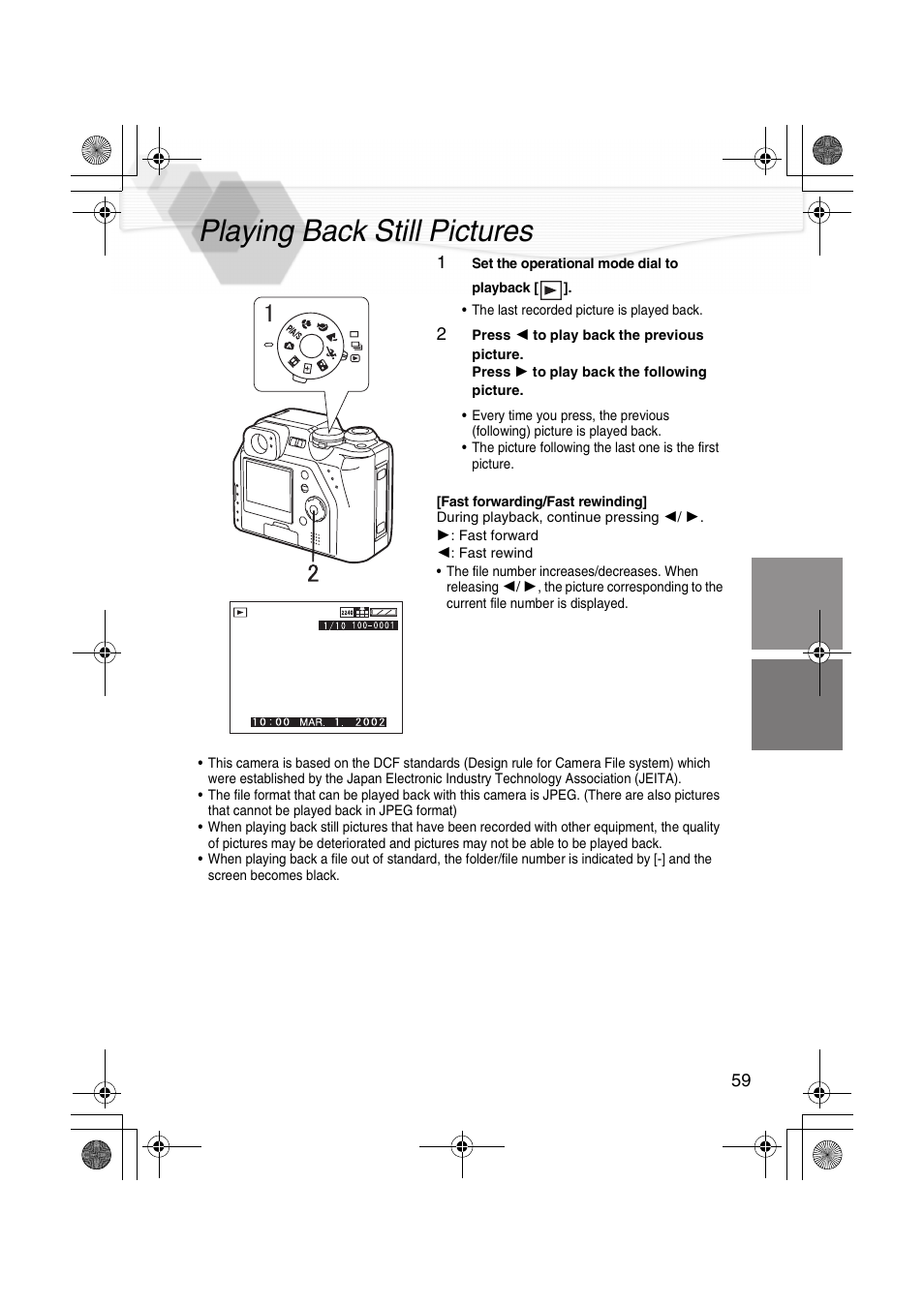 Playback, Playing back still pictures, P59) | K (p59) | Panasonic DMC-LC40PP User Manual | Page 61 / 106