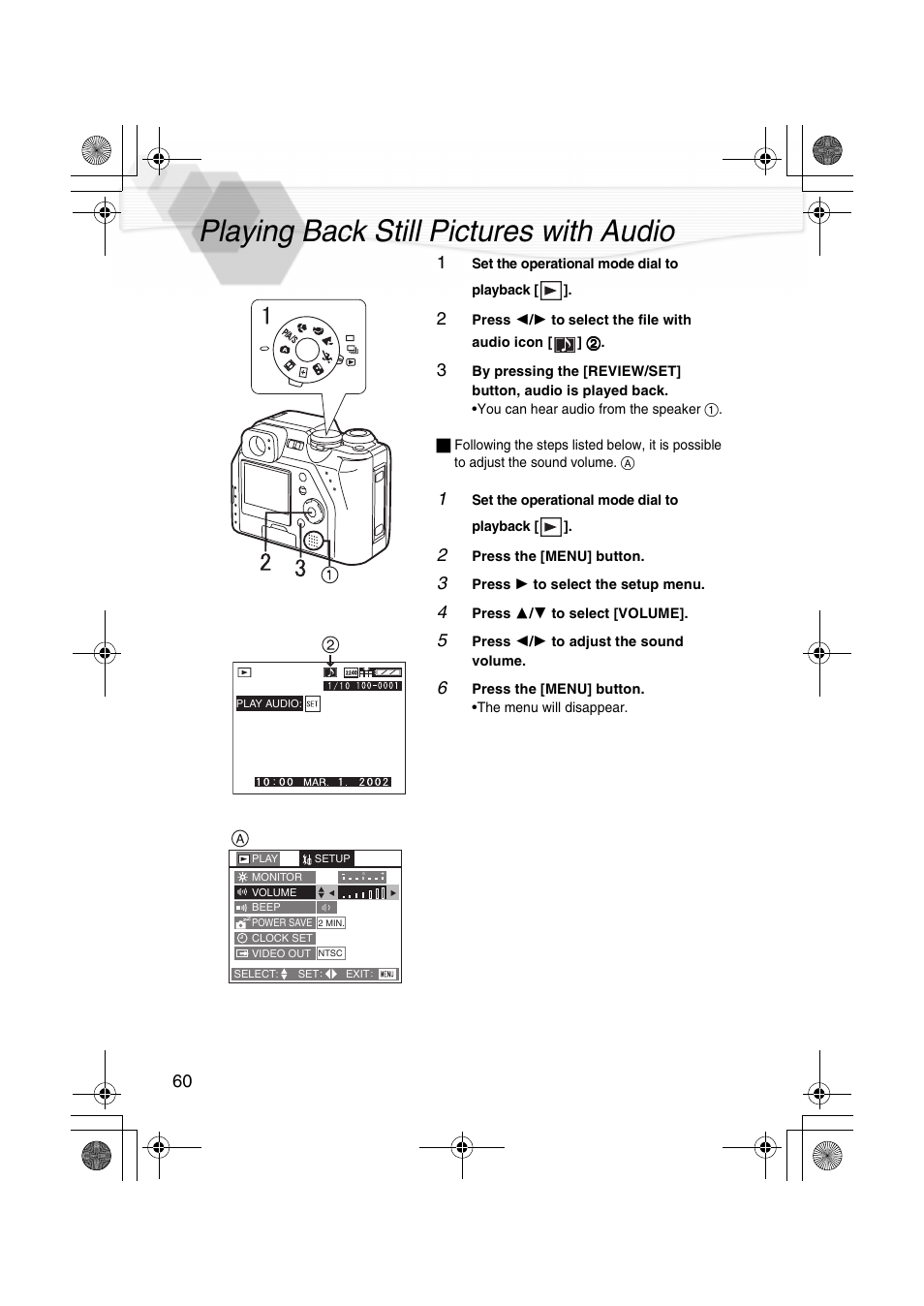 Playing back still pictures with audio, Playing back still pictures with, Er (p60 | P60) | Panasonic DMC-LC40PP User Manual | Page 62 / 106