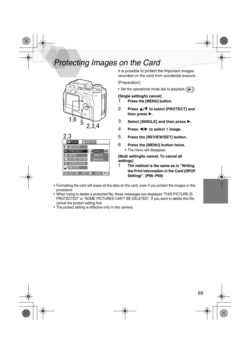 Protecting images on the card, Age (p69) | Panasonic DMC-LC40PP User Manual | Page 71 / 106