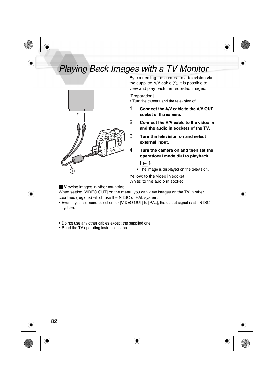 Playing back images with a tv monitor, Playing back images with a tv, P82) | Panasonic DMC-LC40PP User Manual | Page 84 / 106