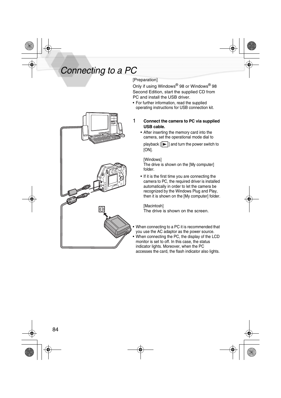 Connecting to a pc, 5pin) (p84) | Panasonic DMC-LC40PP User Manual | Page 86 / 106