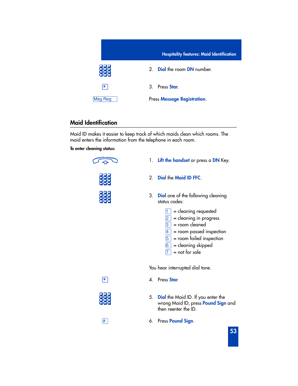 Maid identification | Panasonic M2616 User Manual | Page 59 / 74