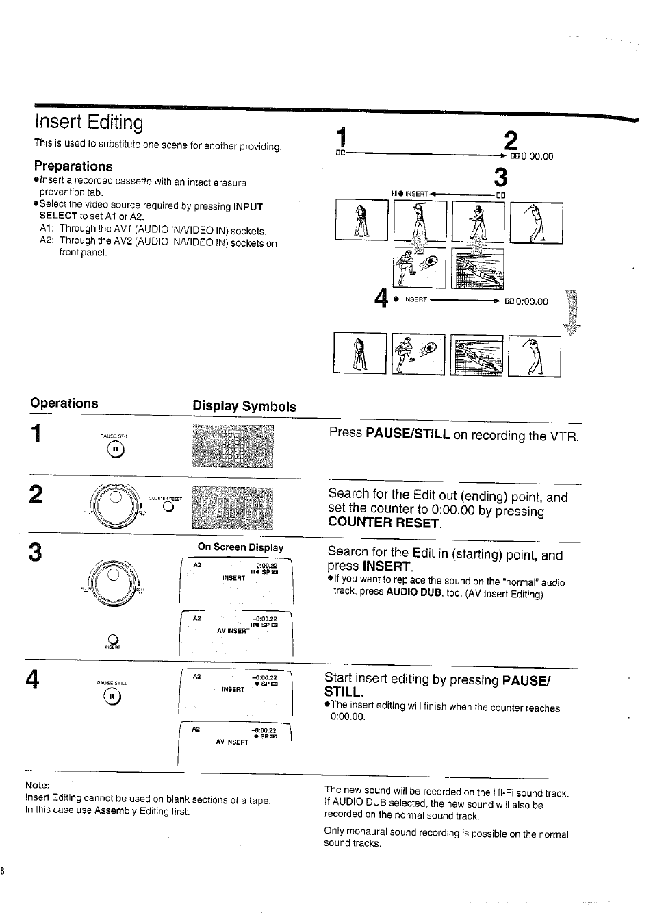 Preparations, On screen display, Note | Insert editing | Panasonic NVHD650 User Manual | Page 28 / 37