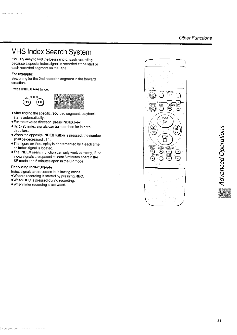 Vhs index search system | Panasonic NVHD650 User Manual | Page 31 / 37