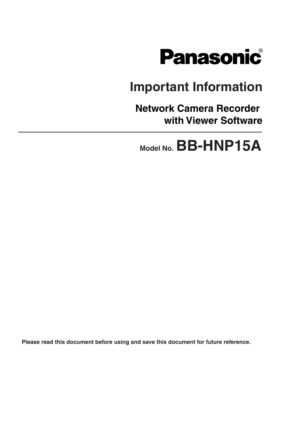 Panasonic BB-HNP15A User Manual | 12 pages