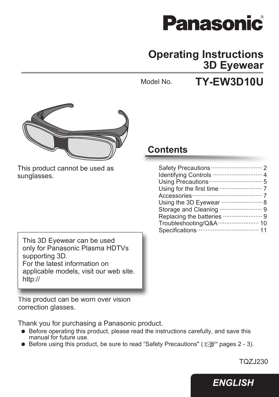 Panasonic TY-EW3D10U User Manual | 12 pages