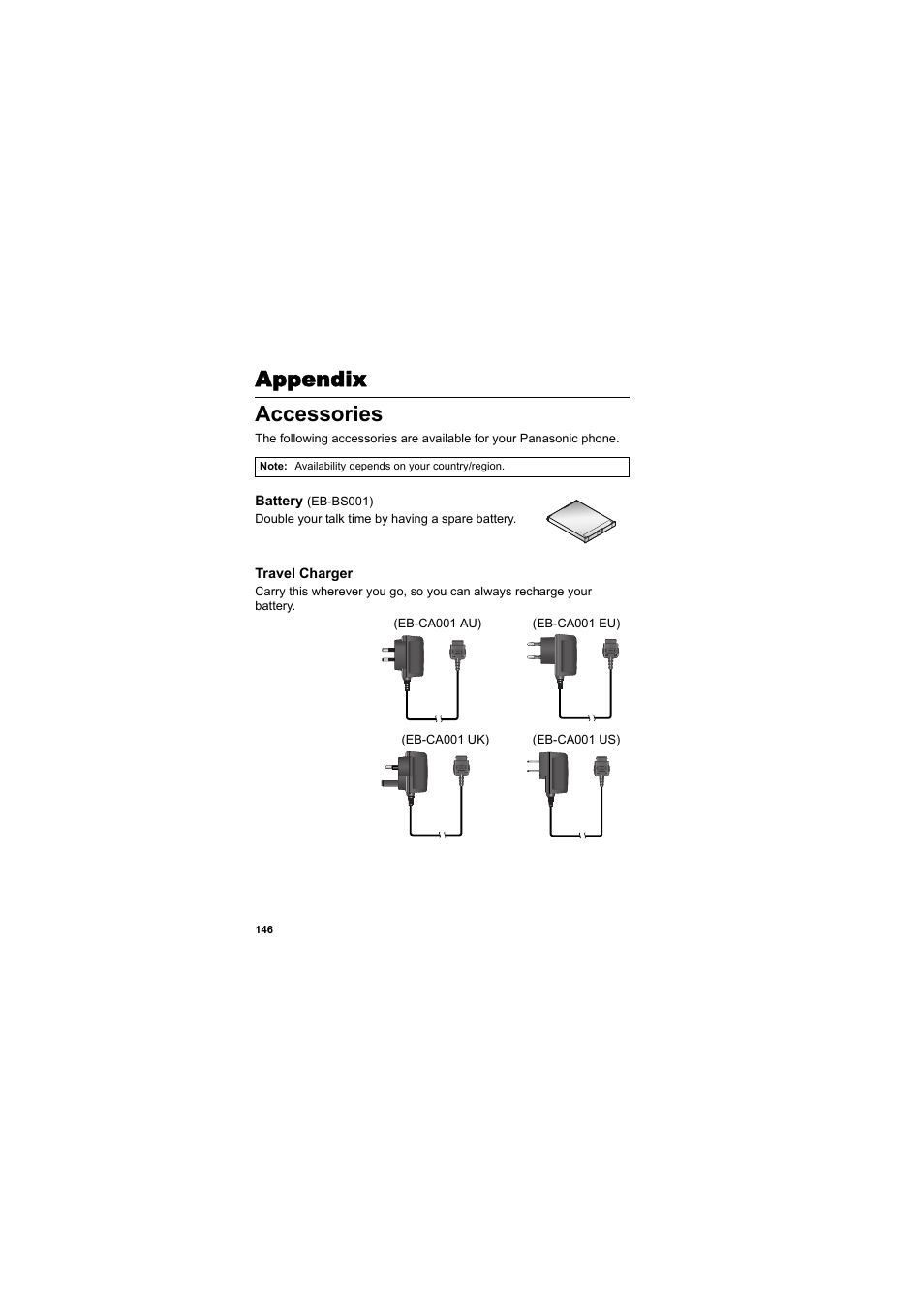 Appendix, Accessories, Appendix accessories | Panasonic EB-VS3  EN User Manual | Page 149 / 171