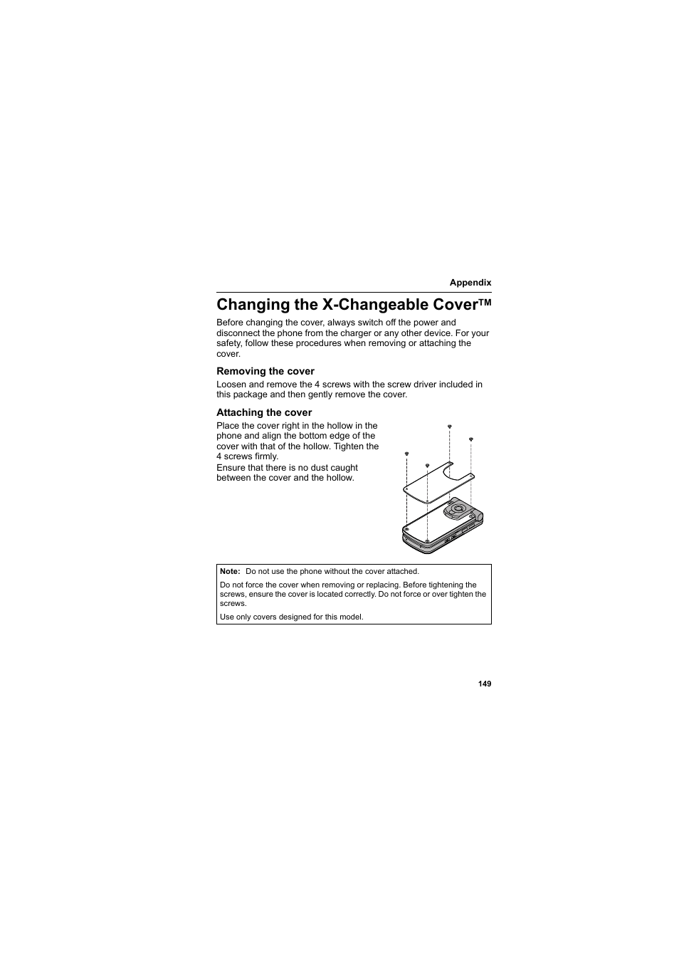 Changing the x-changeable covertm, Changing the x-changeable, Cover | Changing the x-changeable cover | Panasonic EB-VS3  EN User Manual | Page 152 / 171