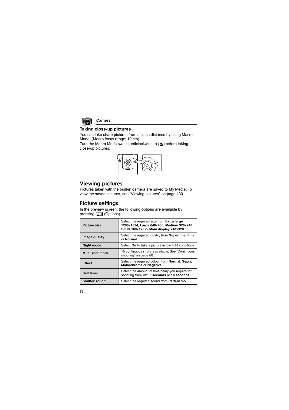 Viewing pictures, Picture settings | Panasonic EB-VS3  EN User Manual | Page 81 / 171