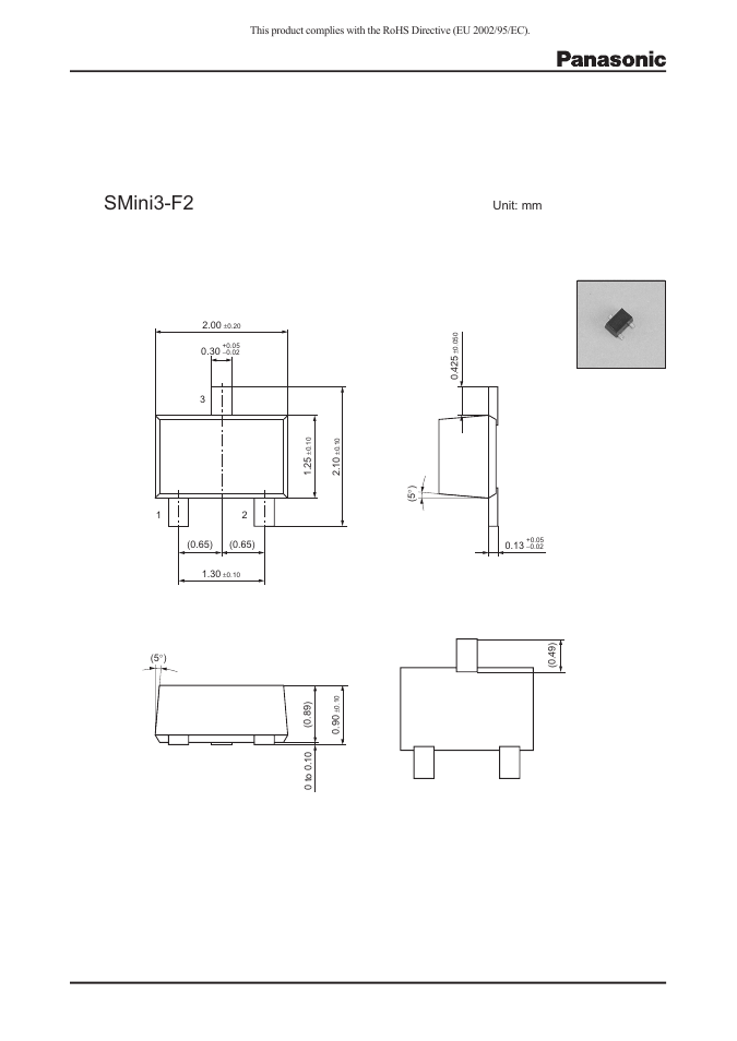 Smini3-f2, Unit: mm | Panasonic 2SD1820G User Manual | Page 3 / 4