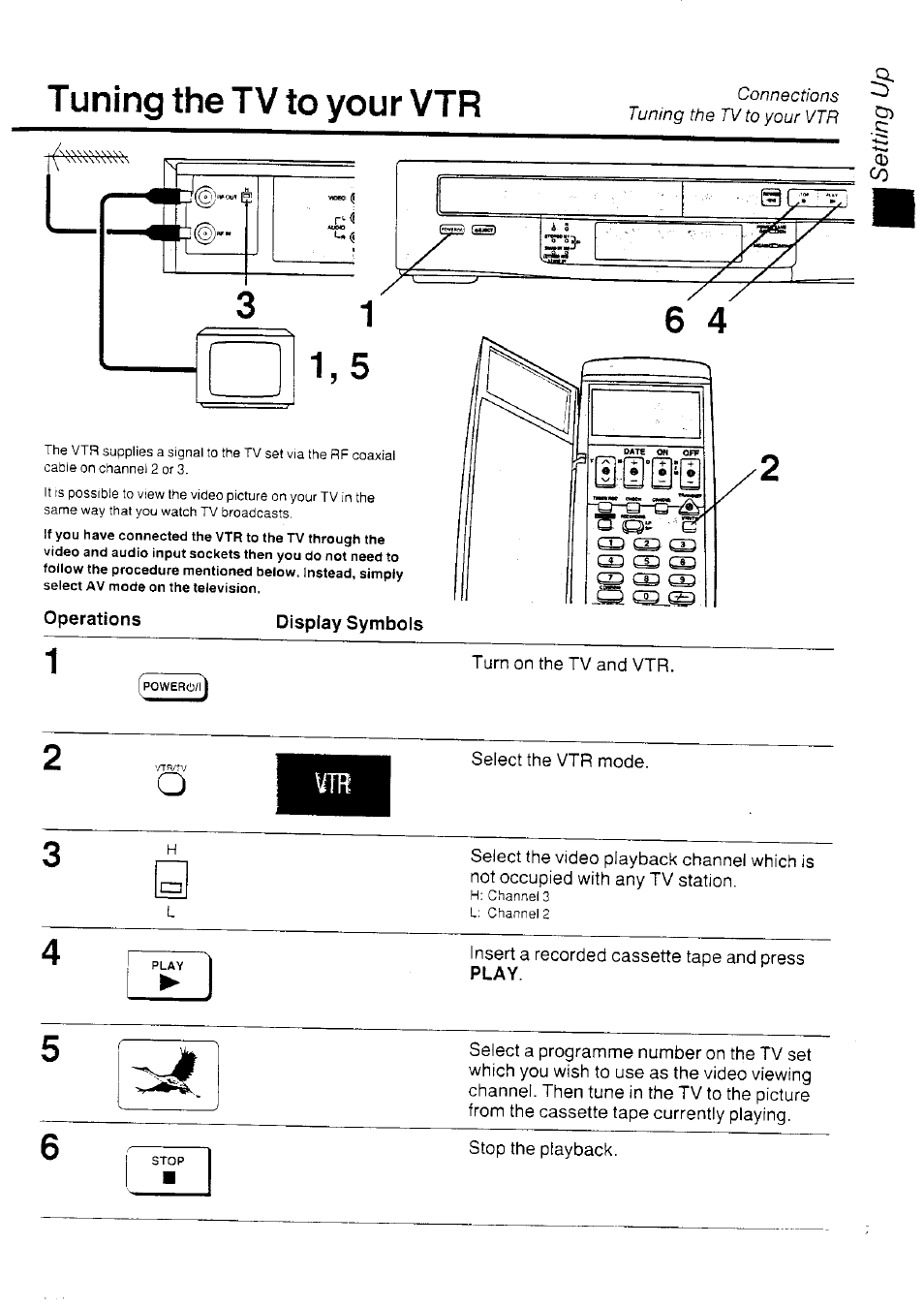Tuning the tv to your vtr | Panasonic NV-HD70EA User Manual | Page 5 / 33