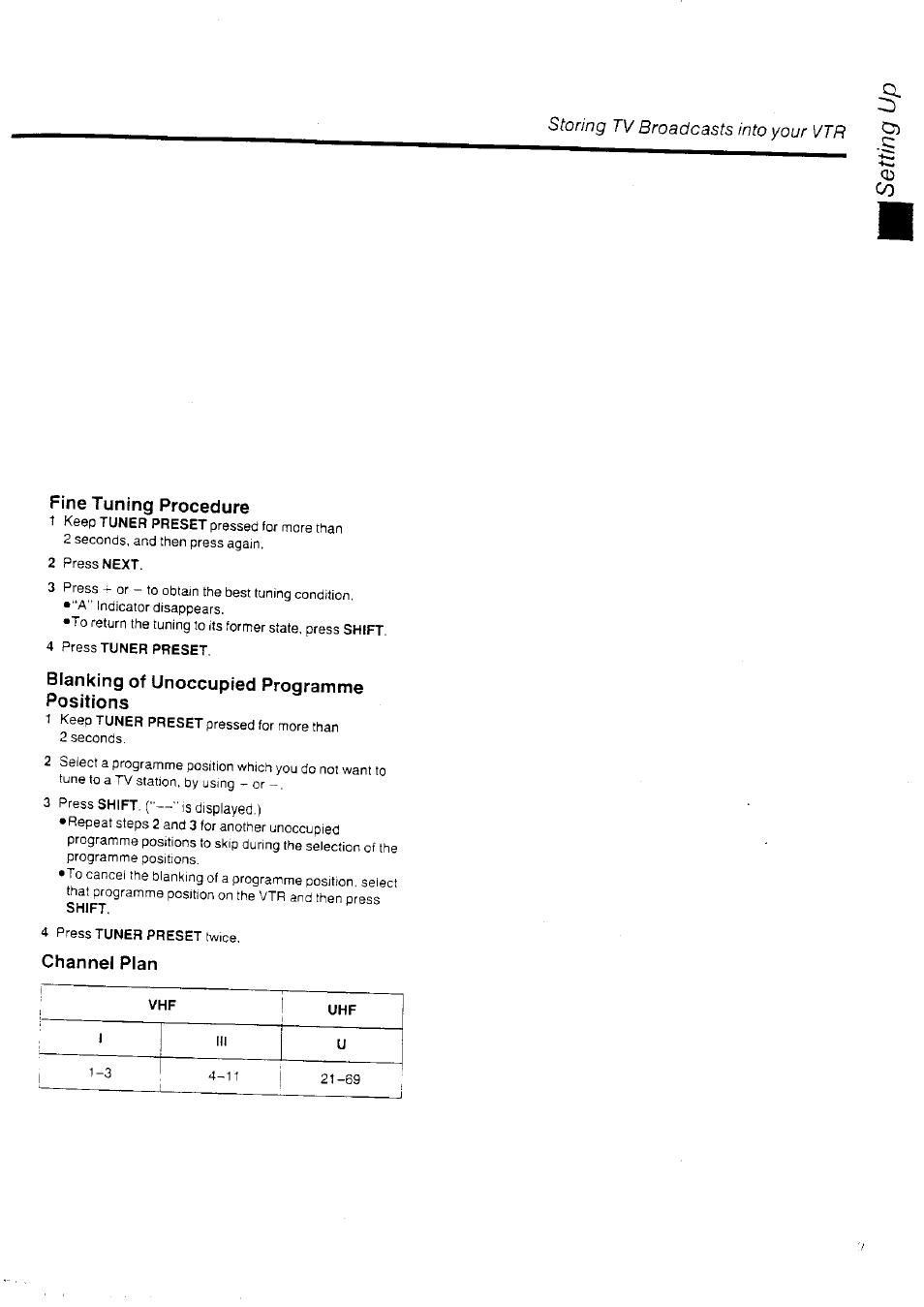 Fine tuning procedure, Blanking of unoccupied programme positions | Panasonic NV-HD70EA User Manual | Page 9 / 33