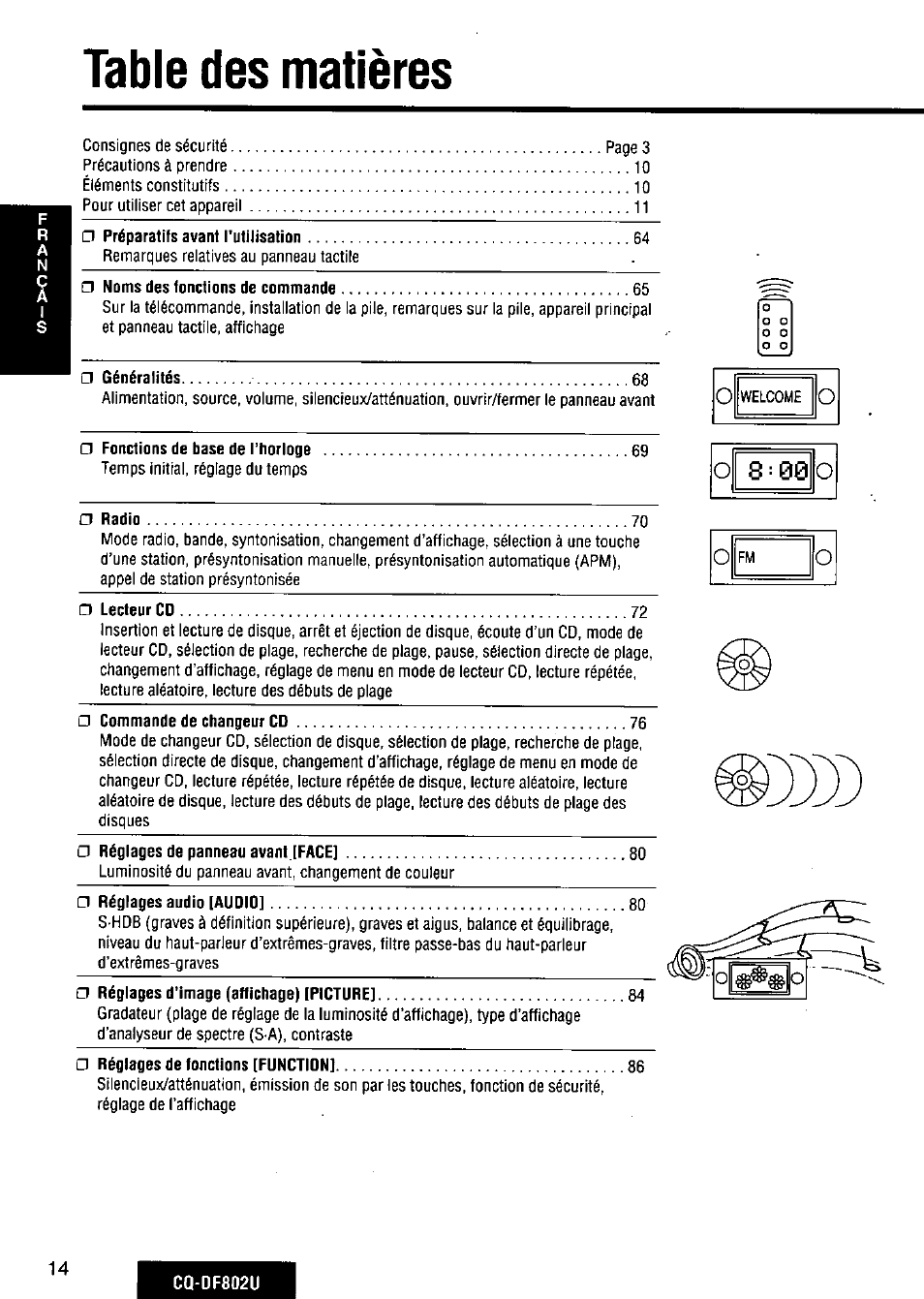 Panasonic CQ-DF802U User Manual | Page 14 / 150