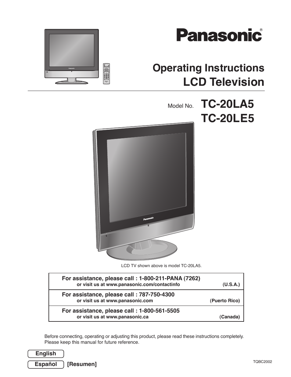 Panasonic C-20LA5 User Manual | 32 pages