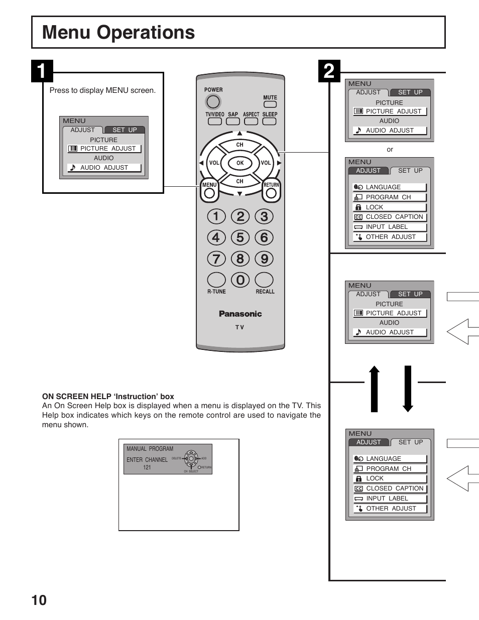 Menu operations | Panasonic C-20LA5 User Manual | Page 10 / 32