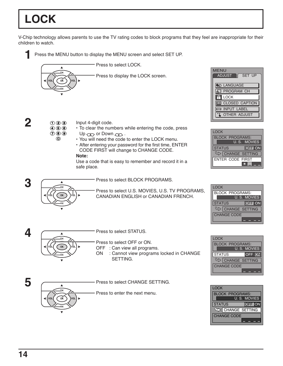 Lock | Panasonic C-20LA5 User Manual | Page 14 / 32