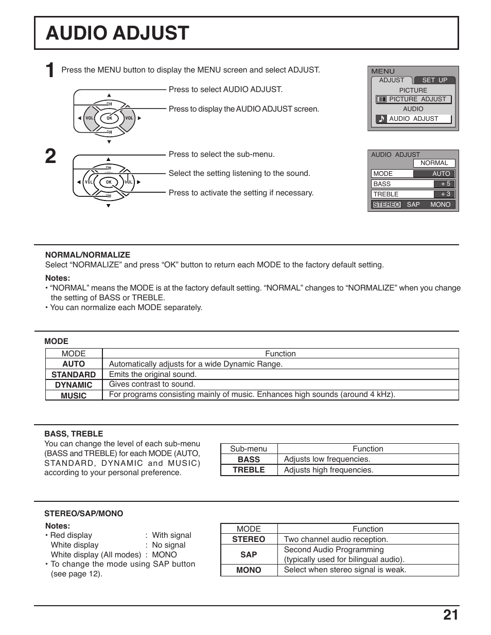 Audio adjust | Panasonic C-20LA5 User Manual | Page 21 / 32