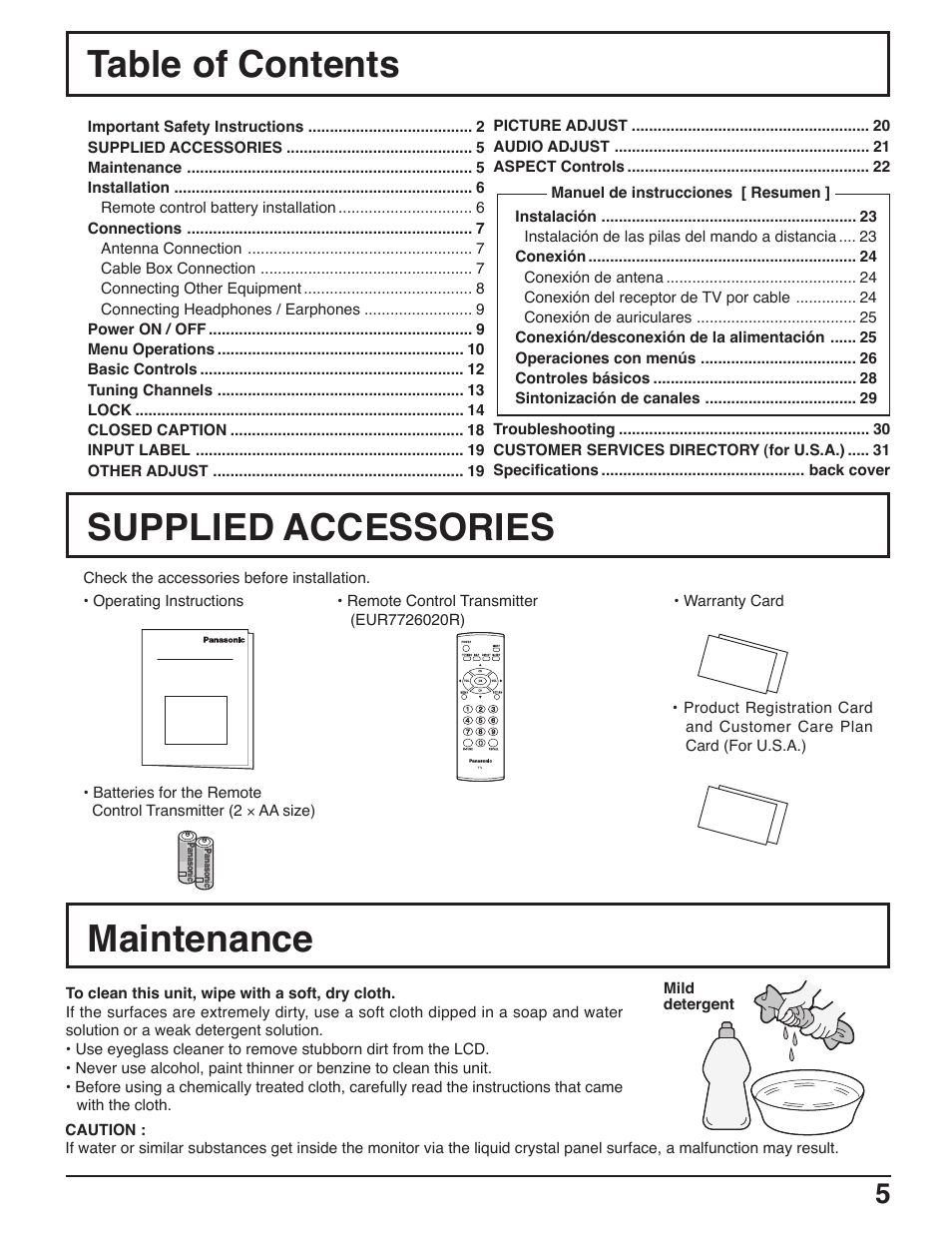 Panasonic C-20LA5 User Manual | Page 5 / 32