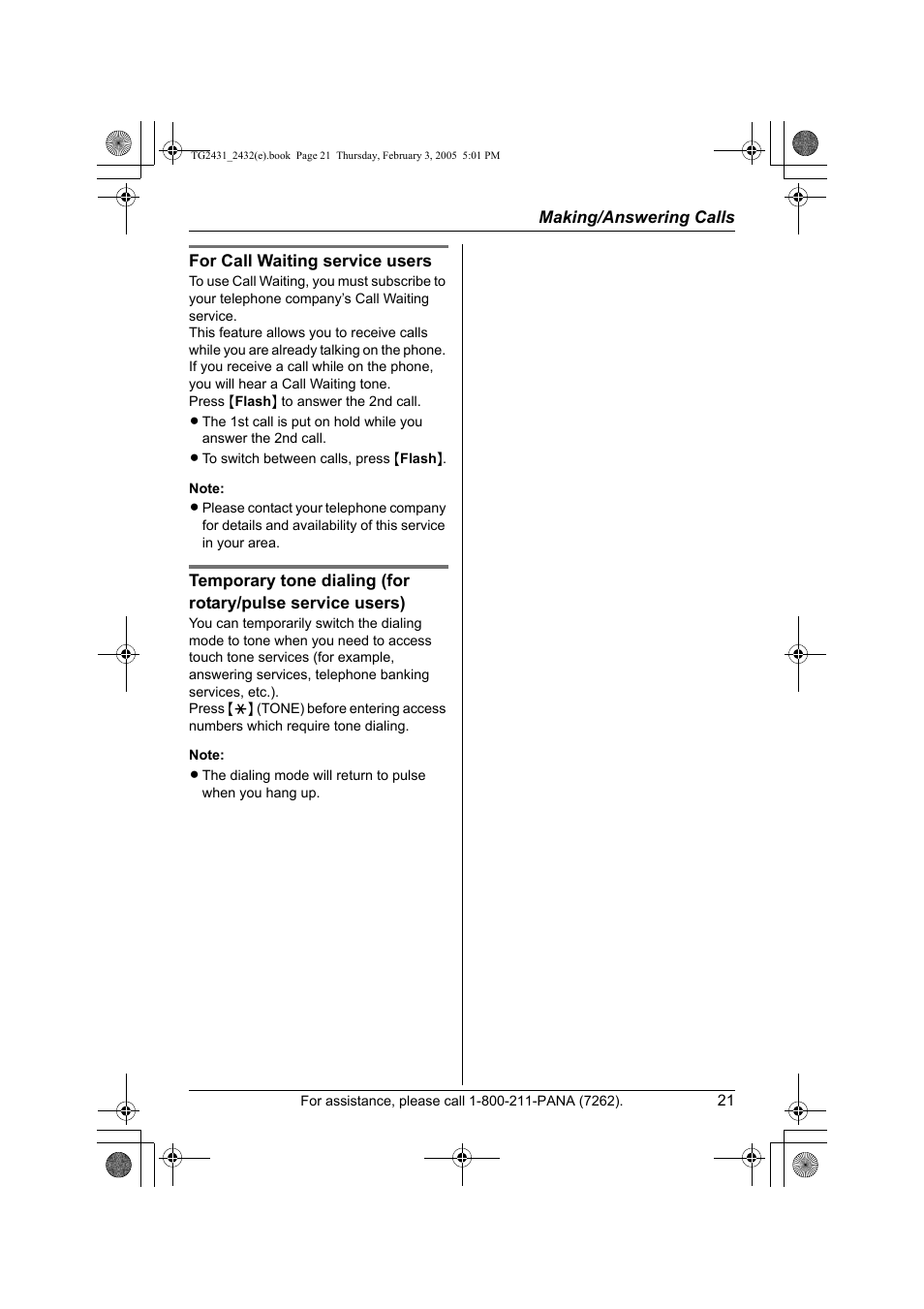 Panasonic KX-TG2431. User Manual | Page 21 / 72