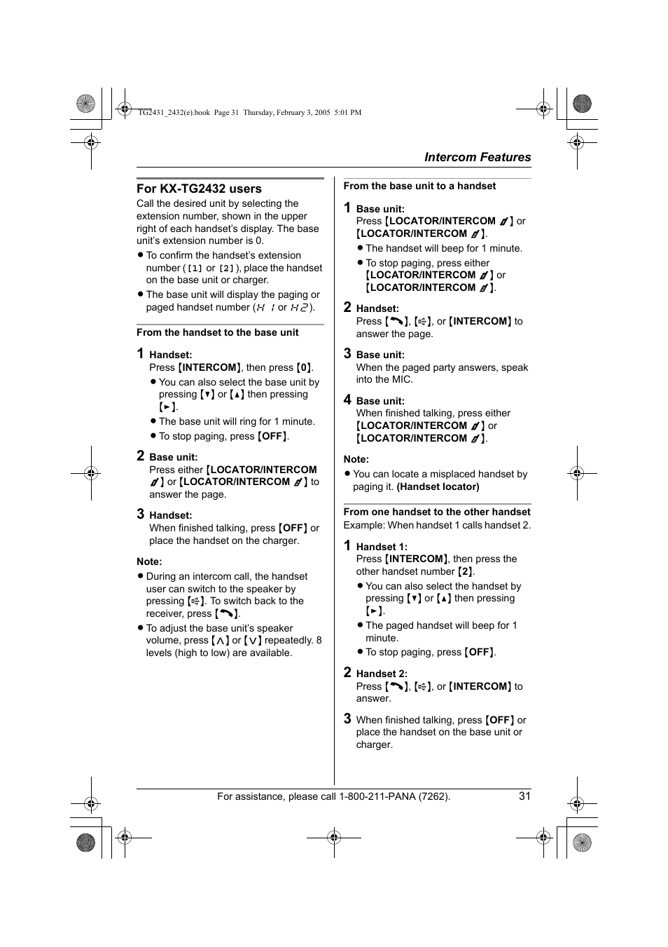 Panasonic KX-TG2431. User Manual | Page 31 / 72