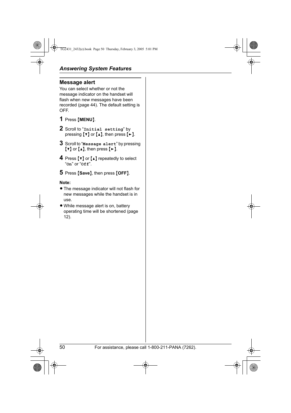 Panasonic KX-TG2431. User Manual | Page 50 / 72