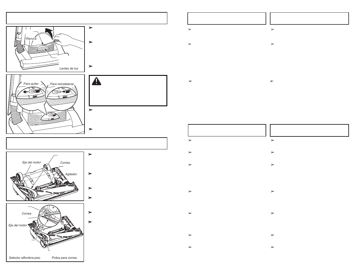 Caution, Replacing headlight bulb, Replacing belt | Panasonic MC-UG504 User Manual | Page 15 / 44