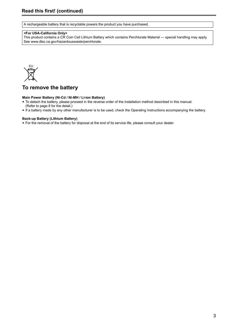 Read this first! (continued) | Panasonic P2HD AJ-HRW10G User Manual | Page 3 / 48