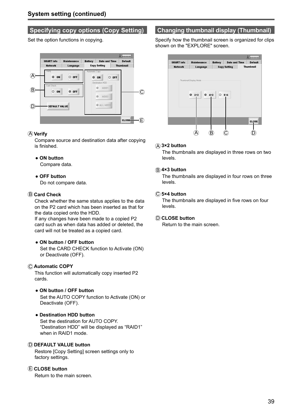 Changing thumbnail display (thumbnail) | Panasonic P2HD AJ-HRW10G User Manual | Page 39 / 48