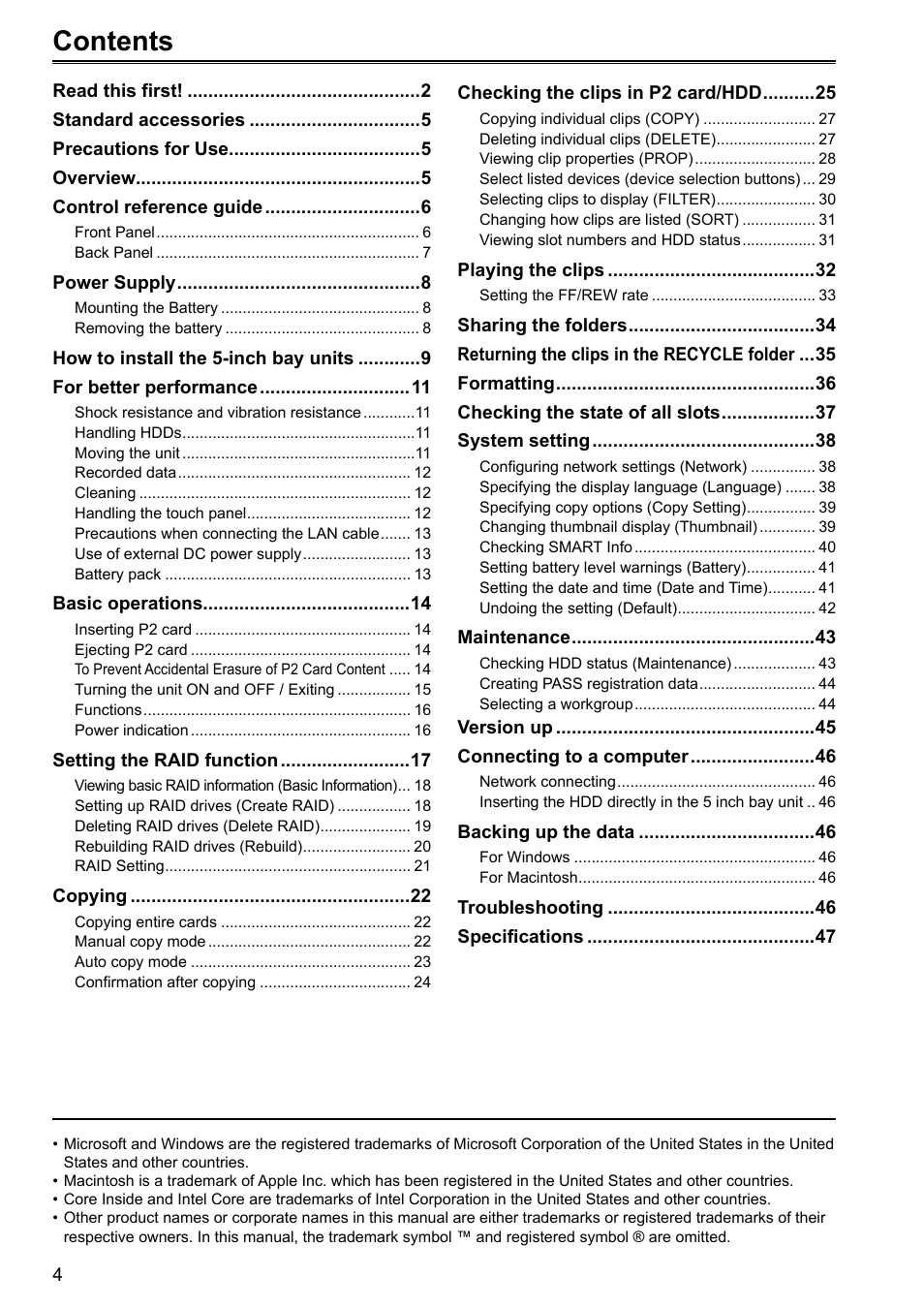 Panasonic P2HD AJ-HRW10G User Manual | Page 4 / 48