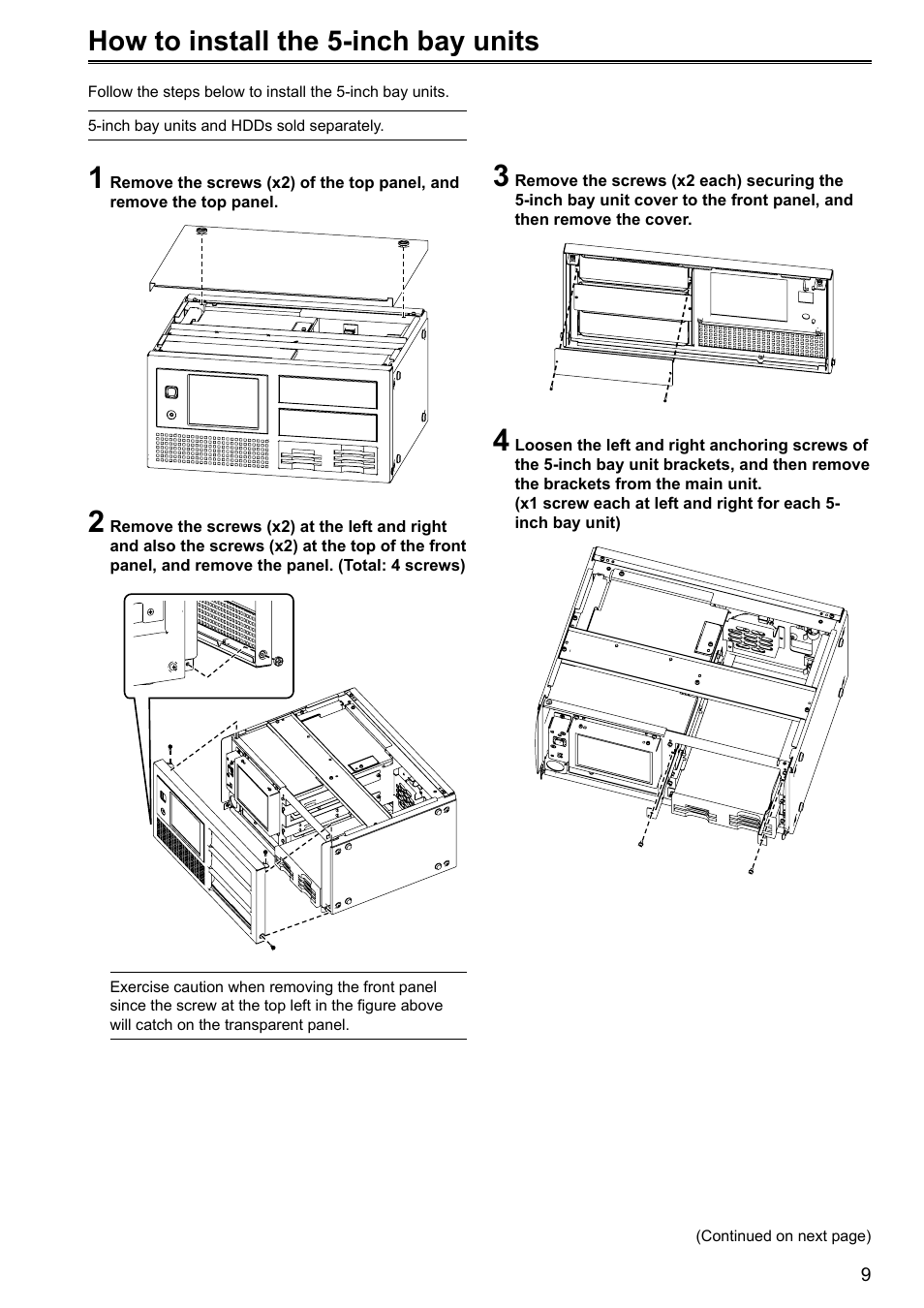 How to install the 5-inch bay units | Panasonic P2HD AJ-HRW10G User Manual | Page 9 / 48