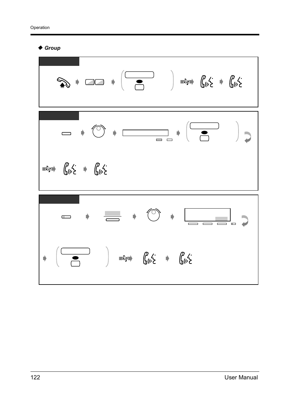 122 user manual, Group, Dpt/slt | T7431, T7433 | Panasonic KX-TD612NZ User Manual | Page 122 / 250