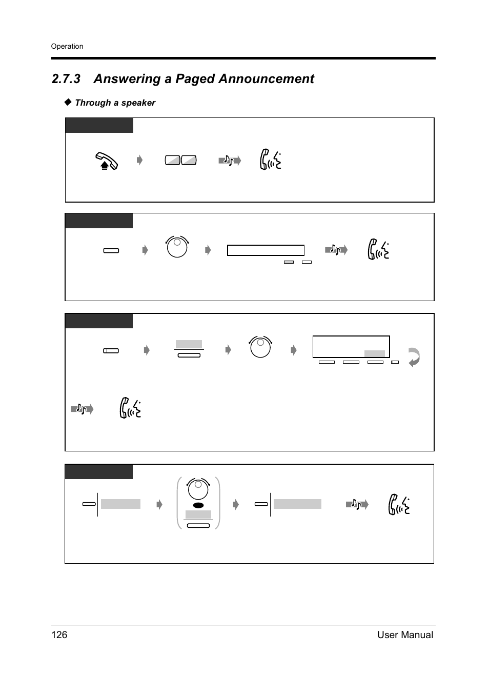 3 answering a paged announcement, 126 user manual, Through a speaker | Dpt/slt, T7431, T7433 | Panasonic KX-TD612NZ User Manual | Page 126 / 250