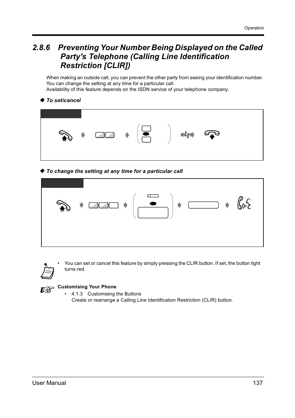 Identification restriction [clir]), User manual 137 | Panasonic KX-TD612NZ User Manual | Page 137 / 250