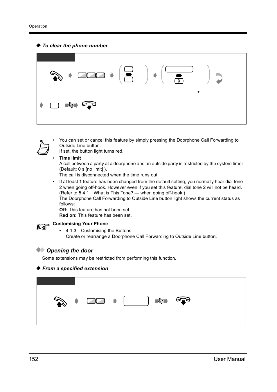 152 user manual, Opening the door | Panasonic KX-TD612NZ User Manual | Page 152 / 250