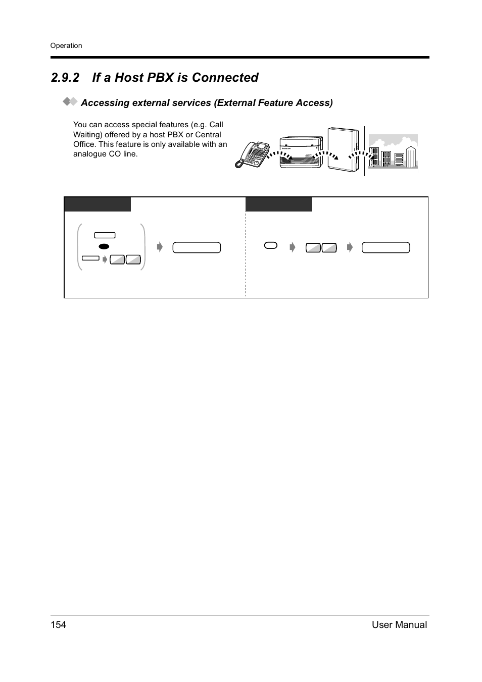 2if a host pbx is connected, If a host pbx is connected, 2 if a host pbx is connected | 154 user manual | Panasonic KX-TD612NZ User Manual | Page 154 / 250