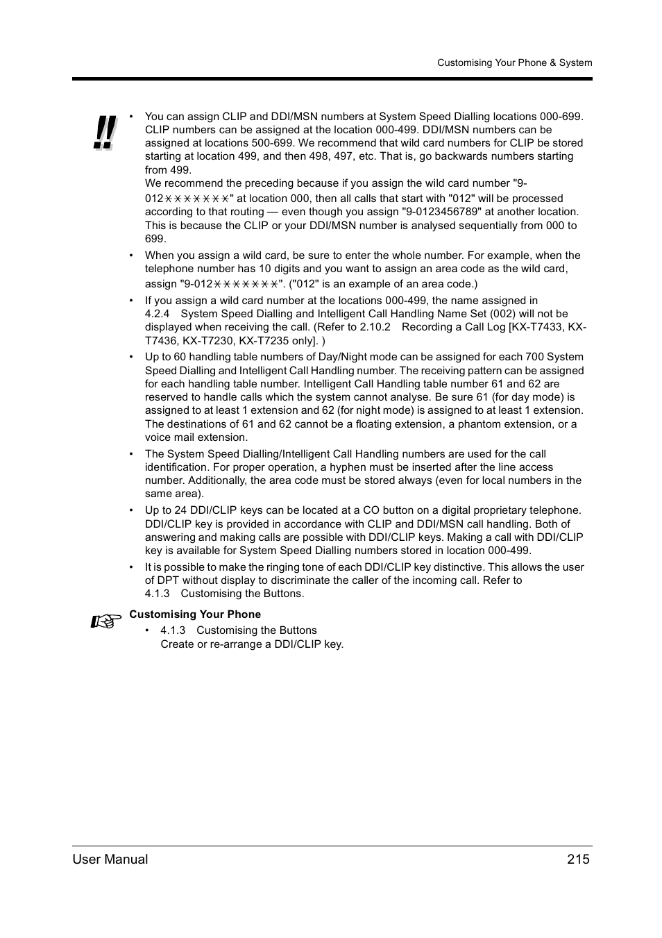 User manual 215 | Panasonic KX-TD612NZ User Manual | Page 215 / 250