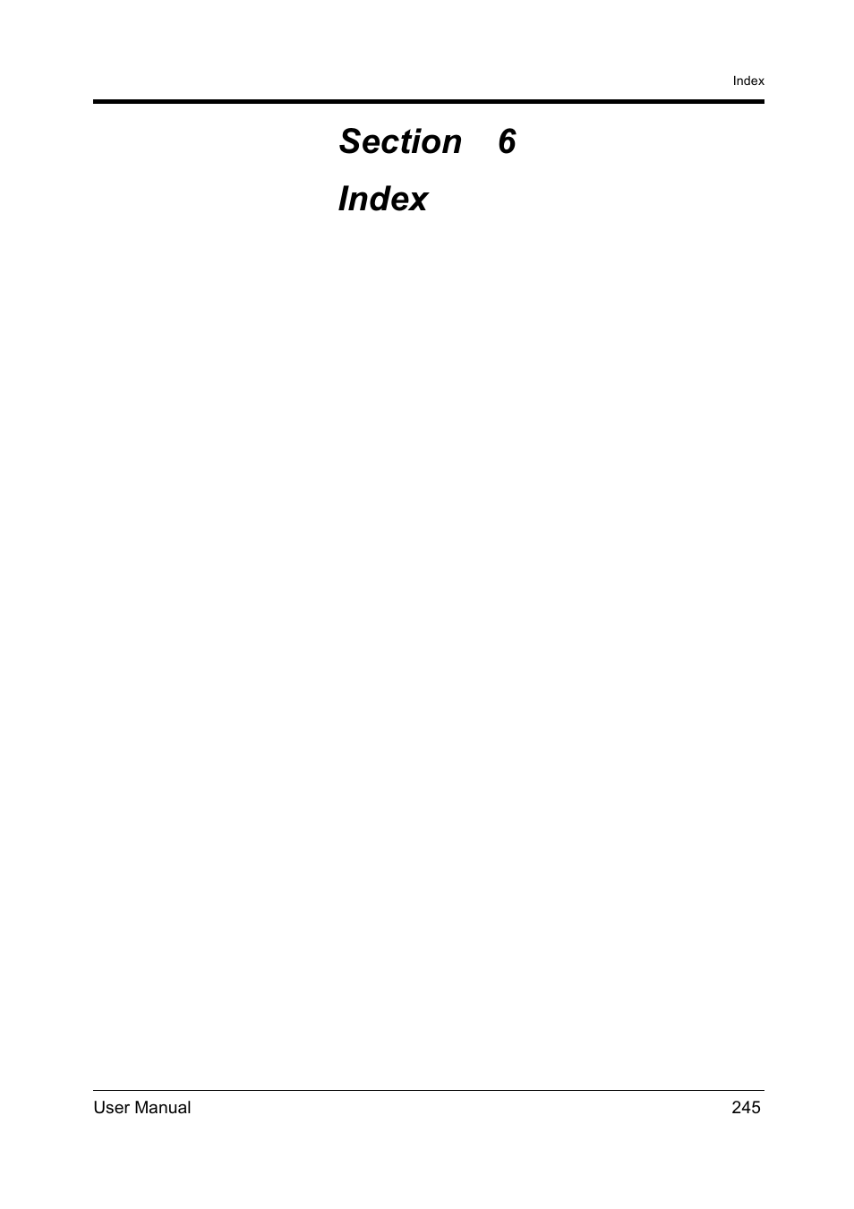 Section6, Index | Panasonic KX-TD612NZ User Manual | Page 245 / 250