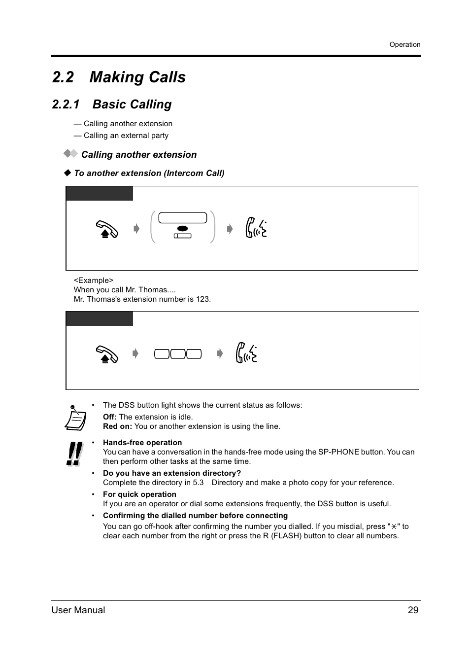 2making calls, 1basic calling, Making calls | Basic calling, 2 making calls, 1 basic calling | Panasonic KX-TD612NZ User Manual | Page 29 / 250