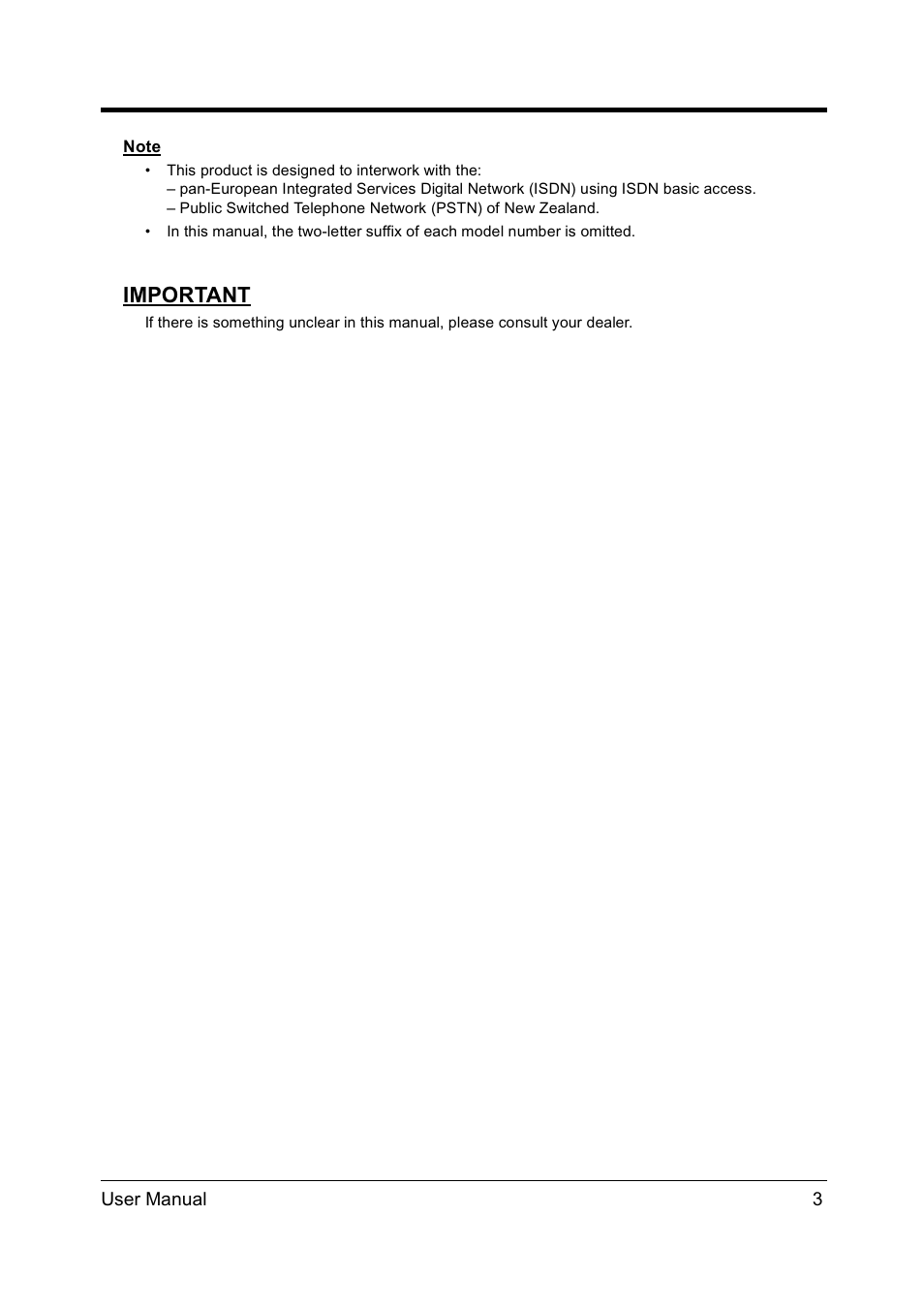 Important | Panasonic KX-TD612NZ User Manual | Page 3 / 250