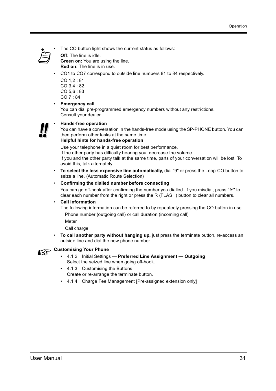 Ge 31, User manual 31 | Panasonic KX-TD612NZ User Manual | Page 31 / 250