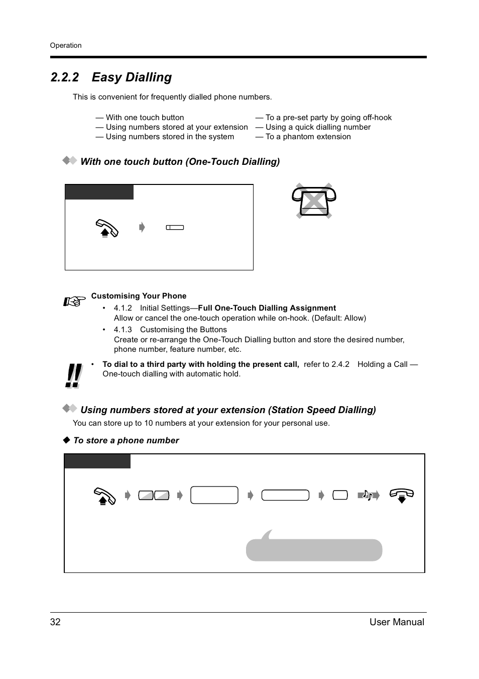 2easy dialling, Easy dialling, 2 easy dialling | 32 user manual | Panasonic KX-TD612NZ User Manual | Page 32 / 250